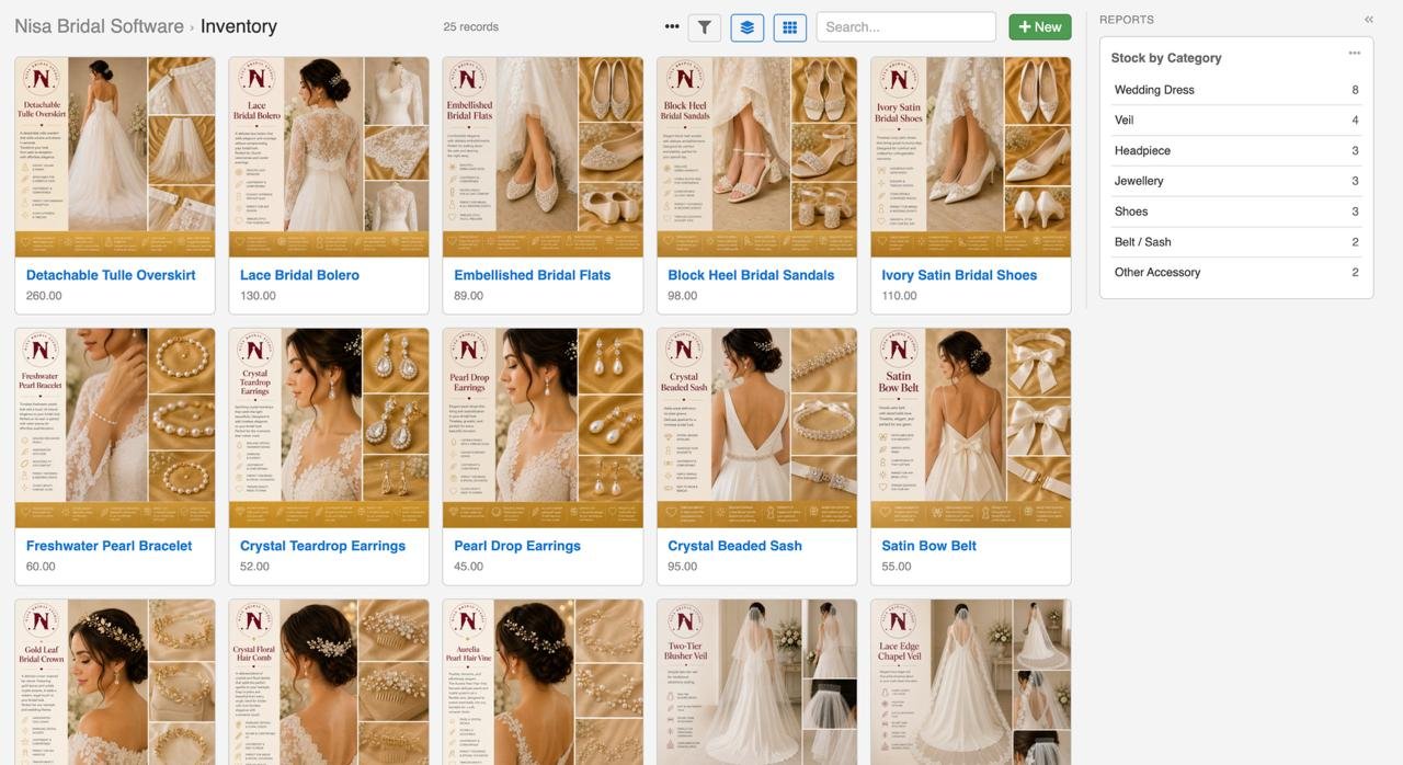 Nisa Bridal Software Inventory gallery
